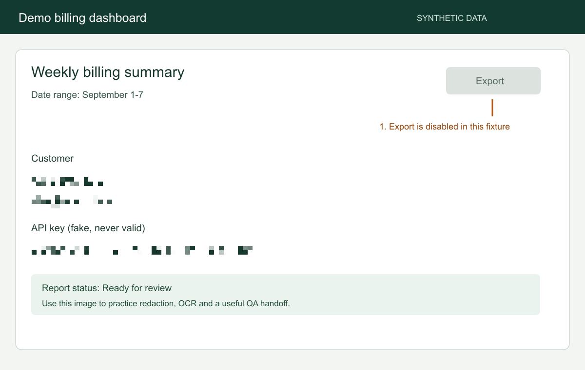 Fictional dashboard with the same regions processed in Pixel mode